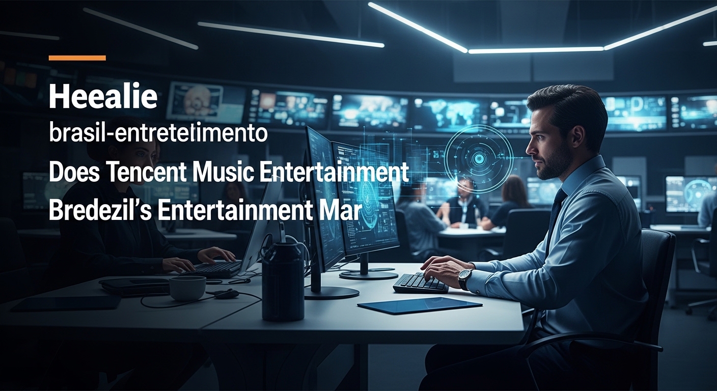 Analytical newsroom image depicting Tencent Music Entertainment's potential impact on Brazil's entertainment market