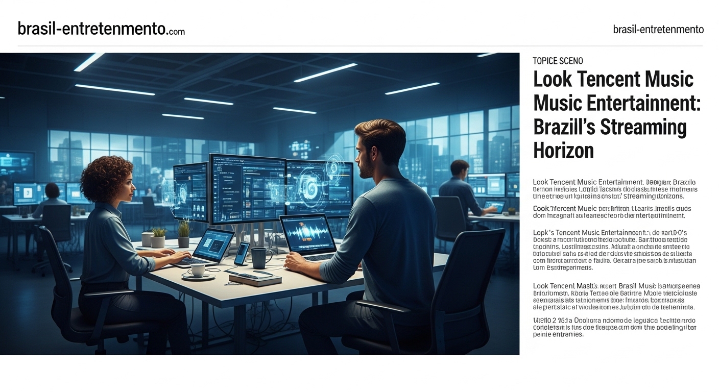 Brazilian entertainment newsroom with Tencent Music branding and streaming charts