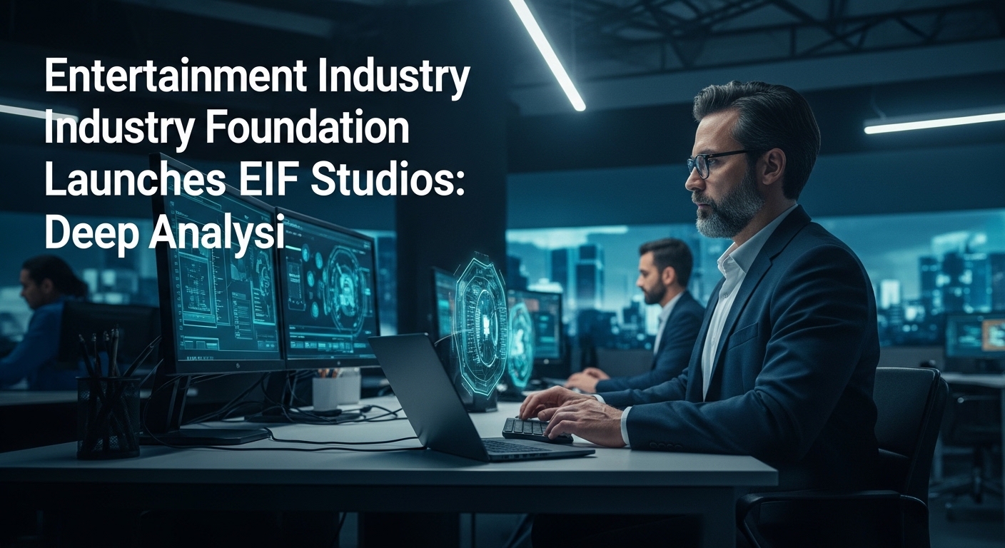 EIF Studios branding over a film set with journalists and producers in discussion
