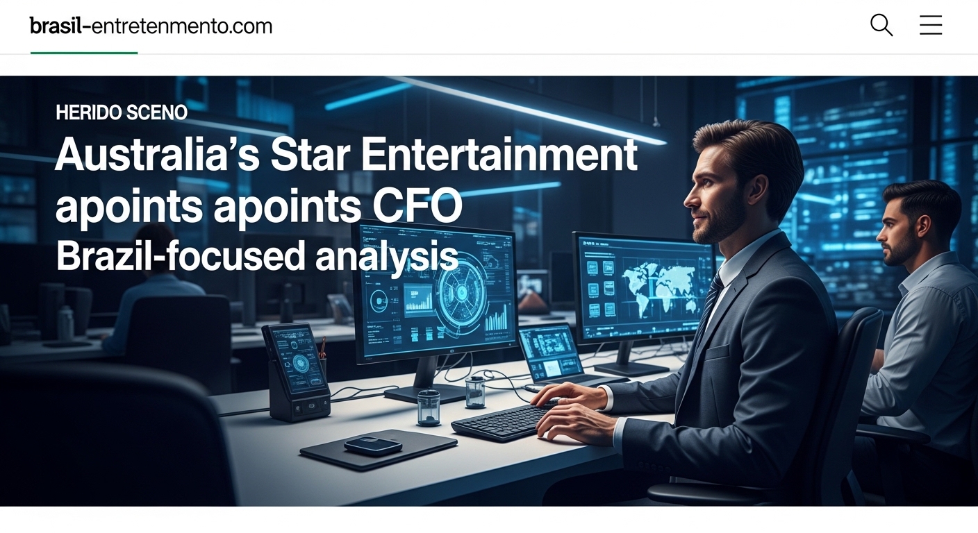 Graphic depicting a CFO appointment in a multinational entertainment company, with Brazilian audience context.