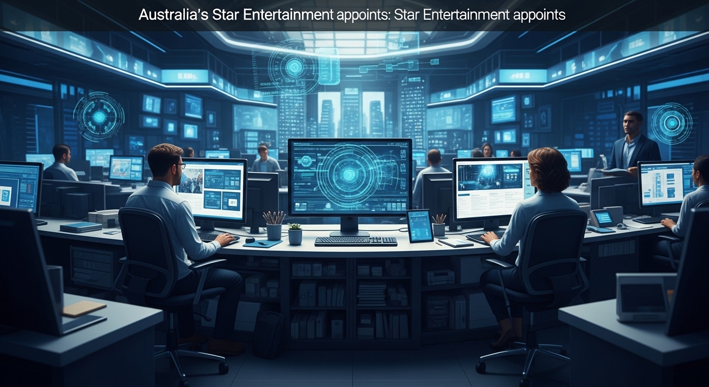 Star Entertainment branding with financial graphics and casino imagery